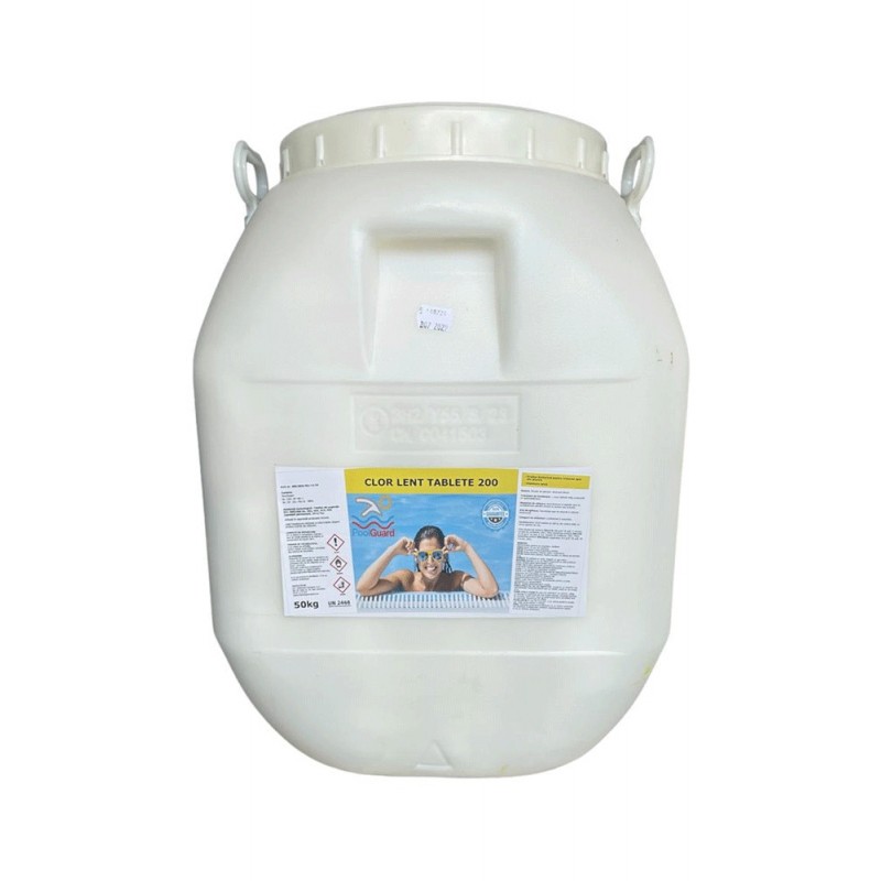Таблетки 200 g бавен хлор за басейн, Pool Guard 50kg  от Pool Guard справка CHS 370-50PG