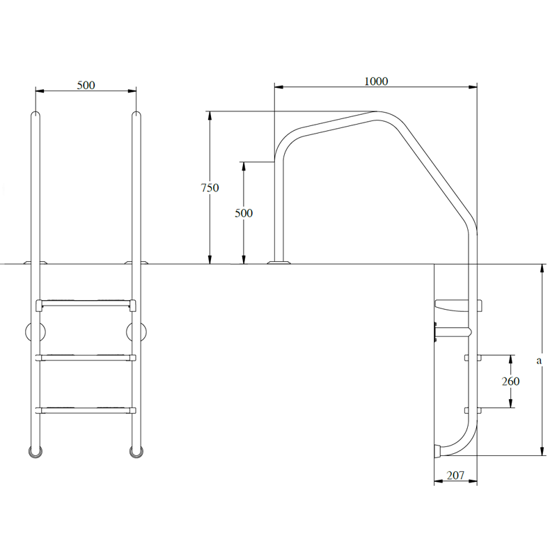 Стълба с 3 стъпала, AISI-316, за басейн с преливник, Flexinox  от Flexinox Pool справка 87111763