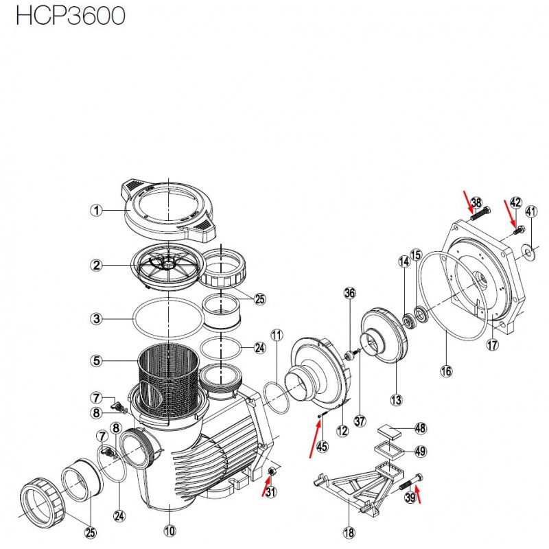 Комплект винтове за помпа HCP3600, Hayward  от  Hayward Commercial Aquatics справка 500139420200