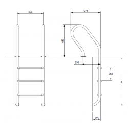 Стълба Mixta, 3 стъпала, неръждаема стомана AISI-316  от Flexinox Pool справка 87121877