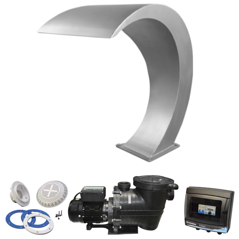 Комплект Cascada Mini Bali, неръждаема стомана AISI-316, 350x480 mm  от Flexinox Pool справка SETCMB