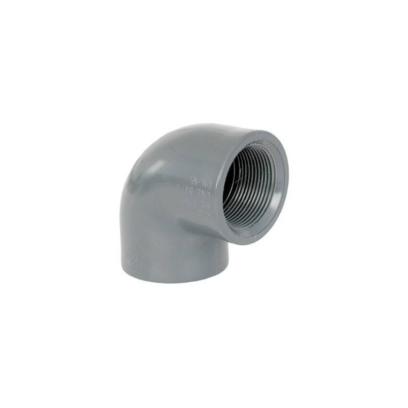 Коляно смесено PVC 90 градуса D50-1 1/2" вътрешна резба  от Coraplax справка 7301050