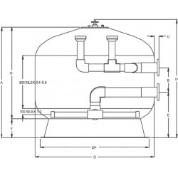 Бобинен филтър Fiberpool, D2200, връзка 140 мм  от  Hayward Commercial Aquatics справка HCFF861402WVA