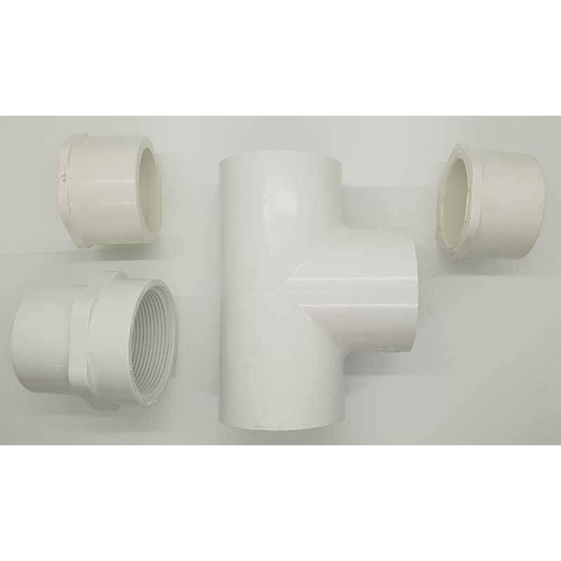 Комплект тетки PVC 2" с намалители на D50-1 1/2"  от Carefree Clearwater справка PVC2TEE