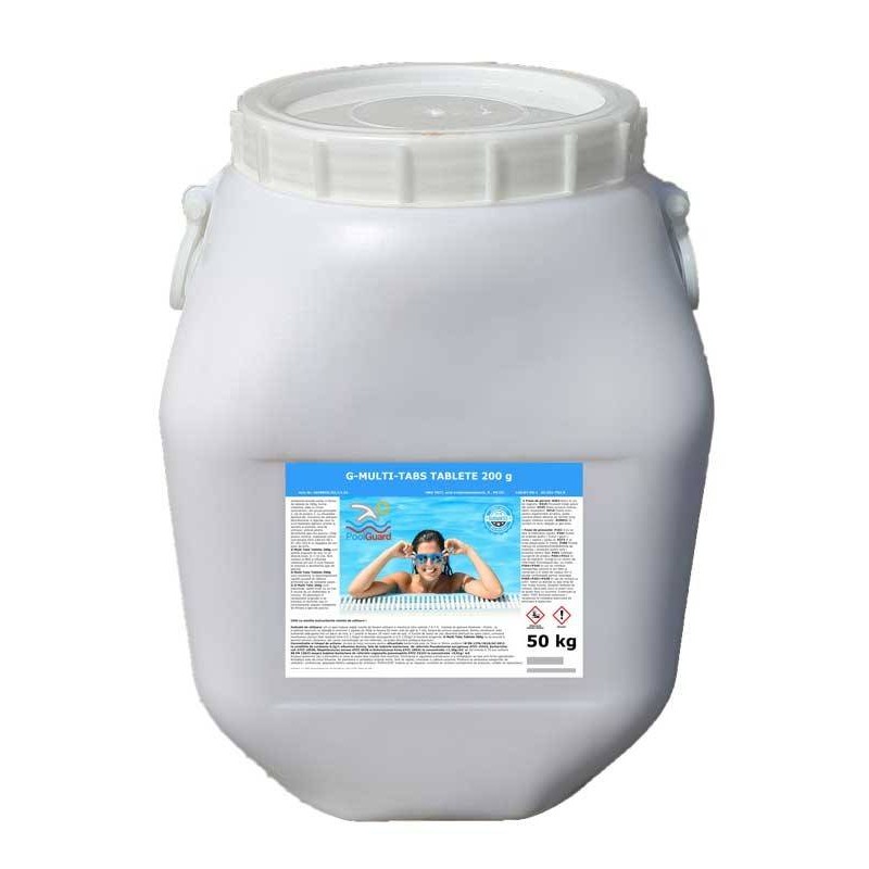 Таблетки Multi-Tabs бавен хлор за басейн 50kg  от Pool Guard справка CHS 392-50