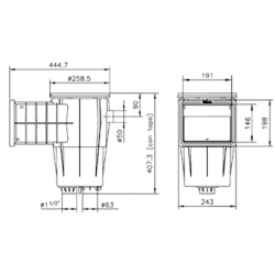 Скимер с малък отвор за басейни с облицовка  от  Hayward Commercial Aquatics справка 060110300000