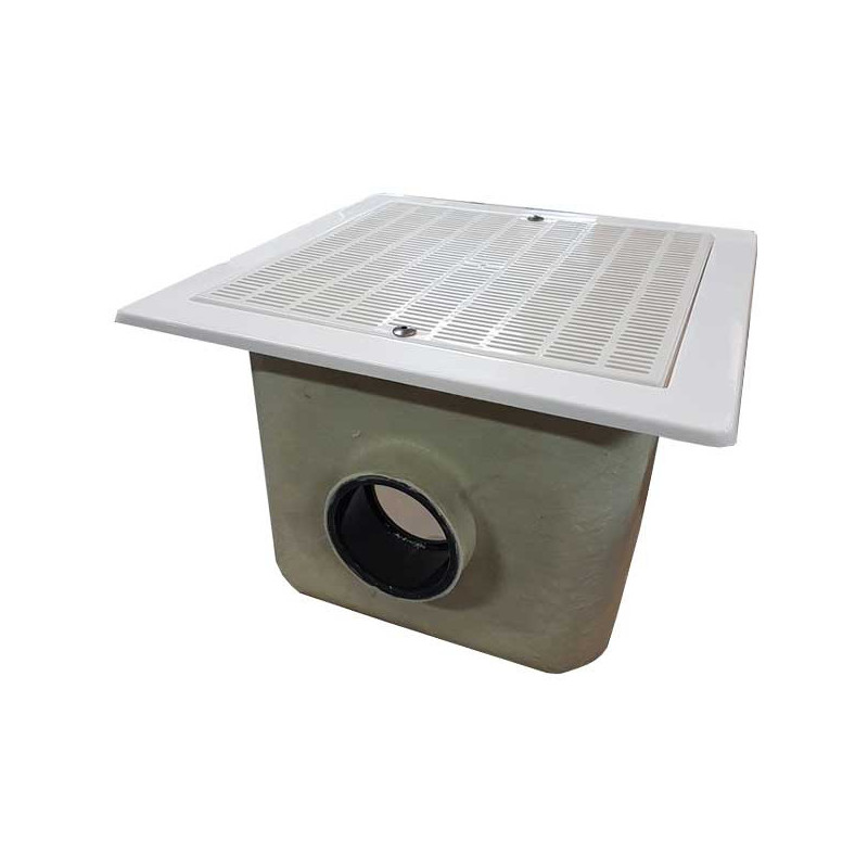 Квадратен сифон за бетон 330x330 решетка ABS, връзка D110  от  справка 22361